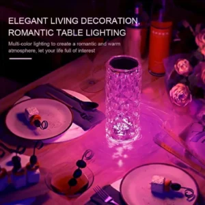 16 Colors Diamond Rose Crystal Touch Lamp | USB Rechargeable Bedside Lamp with Remote