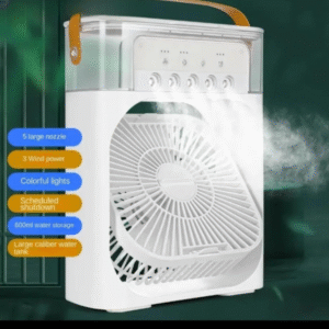 10 Inches | Large Size Portable Air Conditioner Fan | Usb Electric Fan With Led Night Light, Fine Mist Water, And Humidifier Function | Led Night Light Water Mist | Random Color
